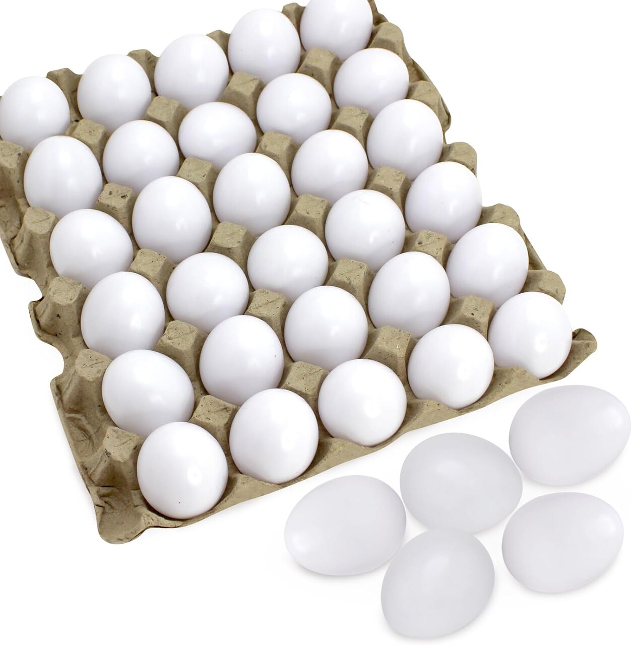 30PCS White Plastic Eggs Paintable Fake Eggs for Crafts Easter Decorations Basket Stuffers Hen Lays Eggs Pretend Play